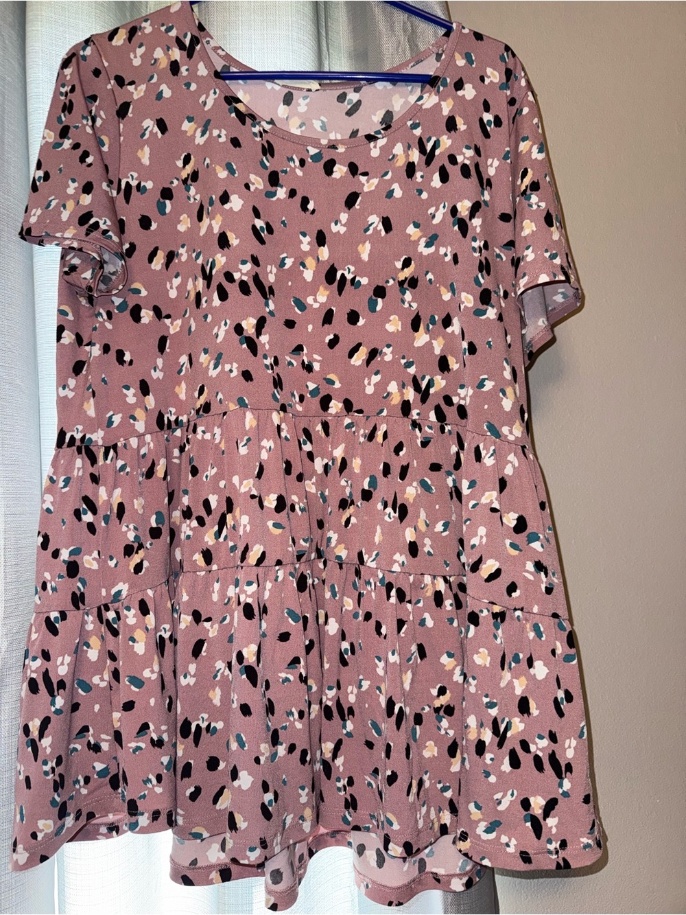 Women’s Dusty Pink Short Sleeve Tiered Top